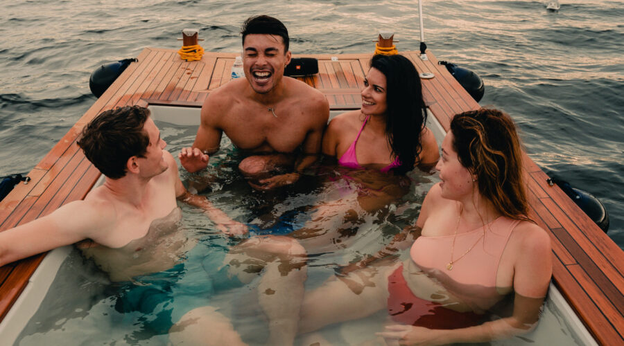 Hot Tub Boats (43 of 49) group of people in hot tub boat